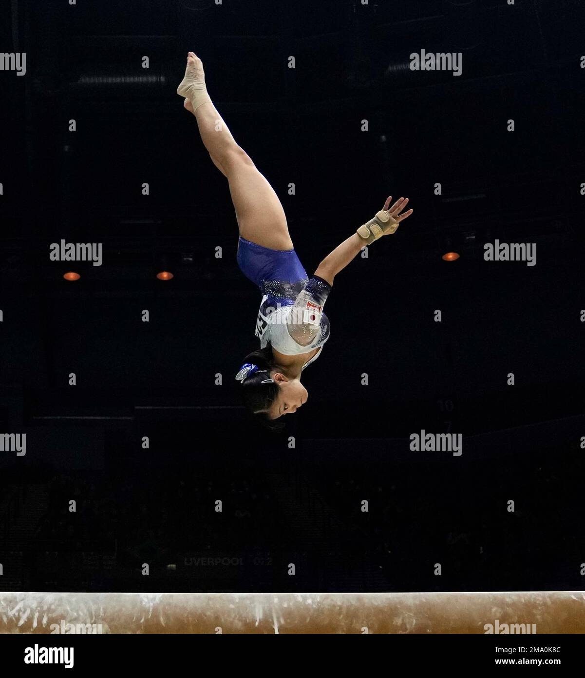 Japan's Hazuki Watanabe competes in the balance beam finals during the ...