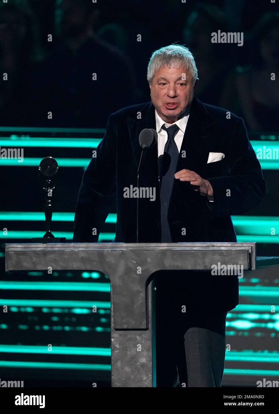 Inductee Allen Grubman speaks during the Rock & Roll Hall of Fame