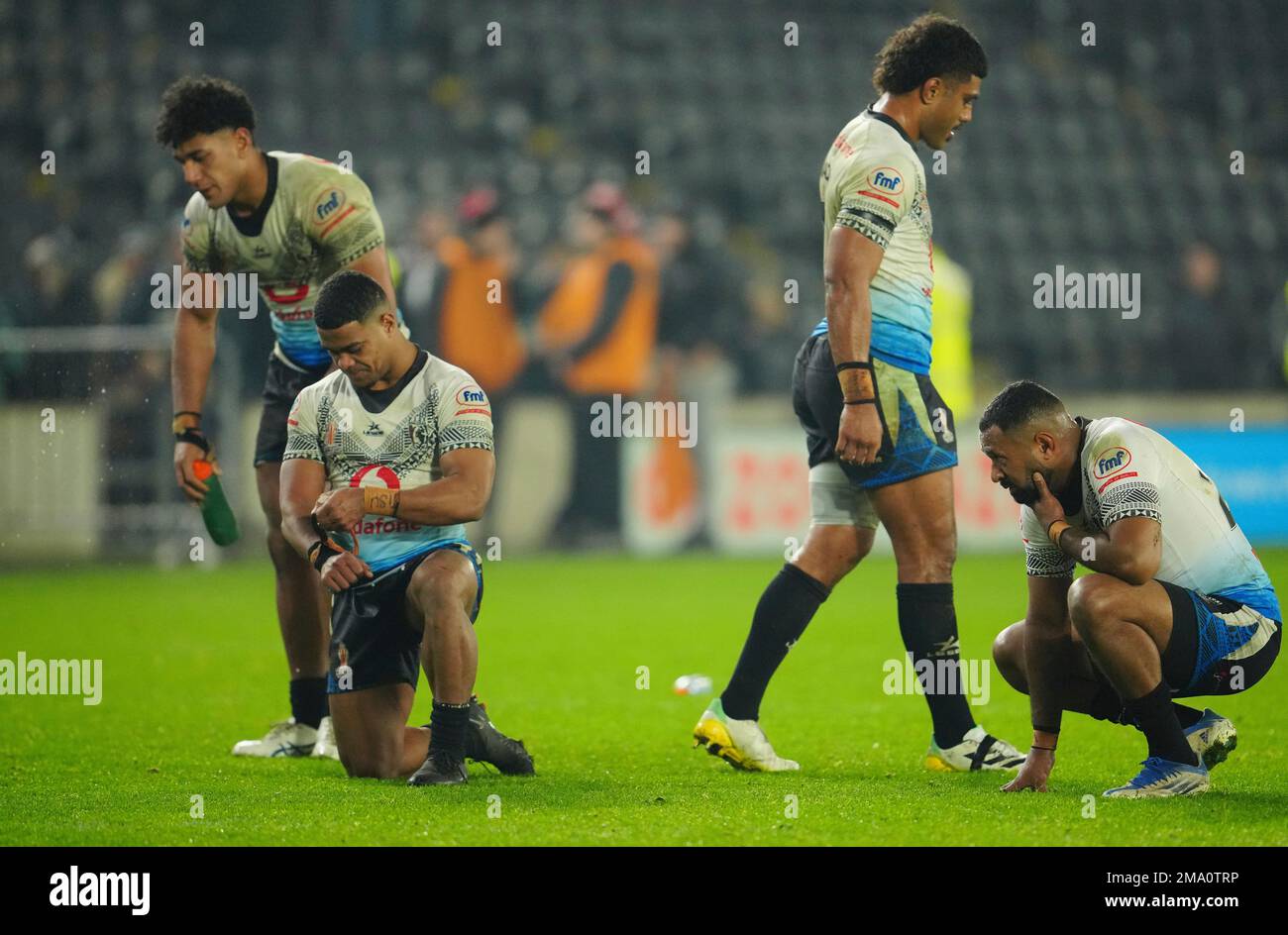 Fiji's players at end of the Rugby League World Cup quarter-final match ...
