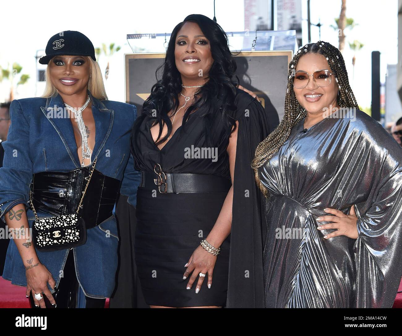 Sandra Denton (Pepa), from left, DJ Spinderella, and Cheryl James (Salt