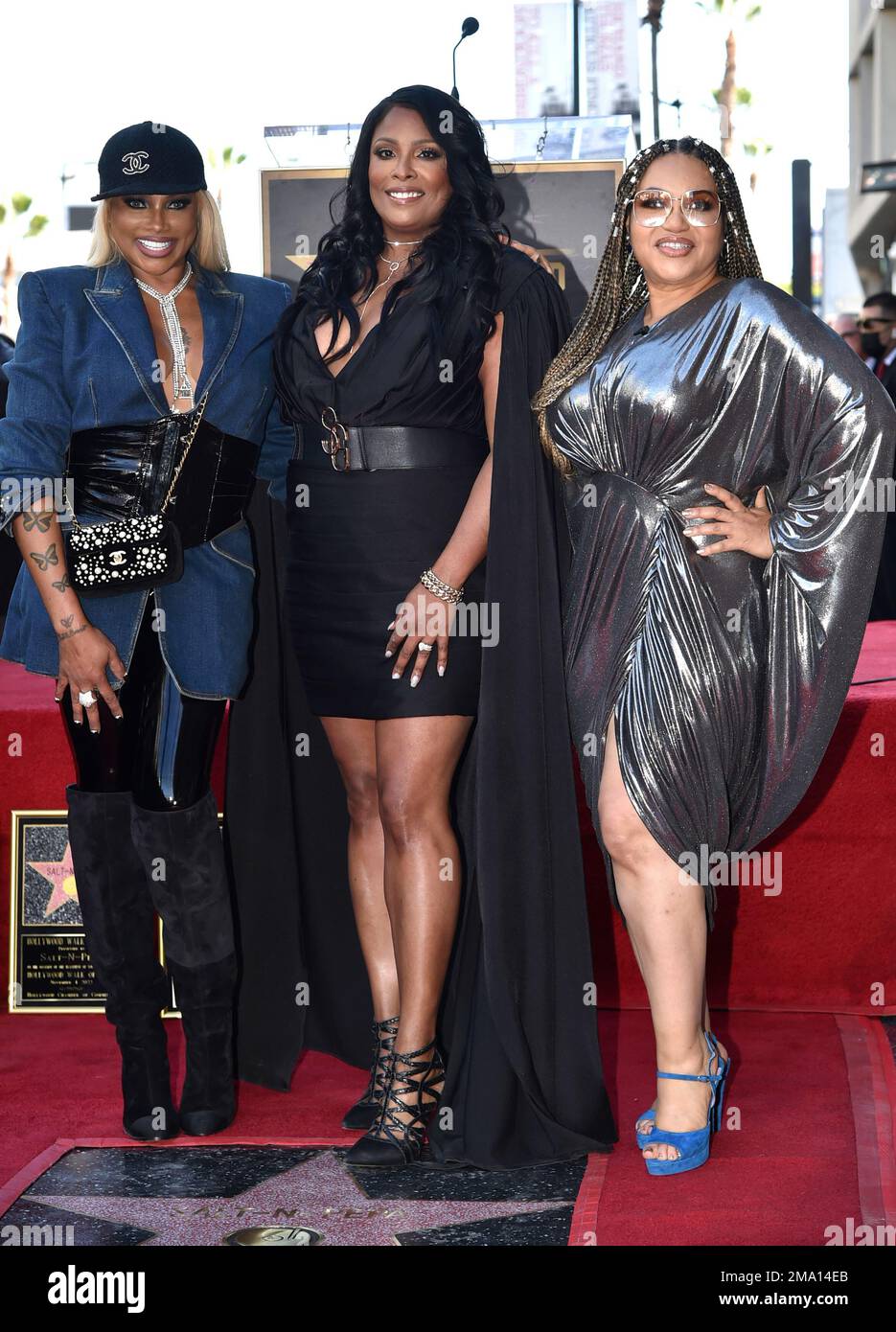 Sandra Denton (Pepa), from left, DJ Spinderella, and Cheryl James (Salt