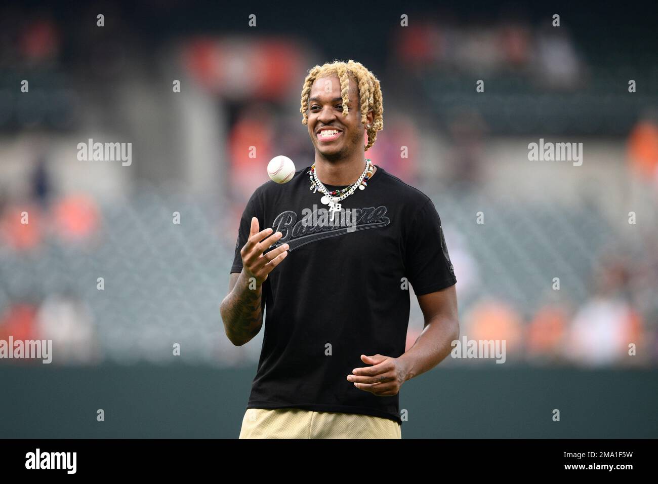 Armando Bacot Throws Out First Pitch at Baltimore Orioles Game