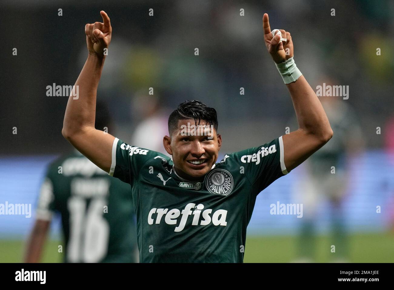 Sao Paulo, Brazil. 23rd Mar, 2022. SP - Sao Paulo - 03/23/2022 - PAULISTA  2022, PALMEIRAS X ITUANO - Rony, a Palmeiras player, celebrates his goal  with players from his team during