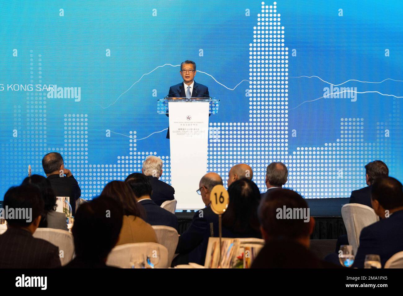 Hong Kong Financial Secretary Paul Chan speaks during the Global