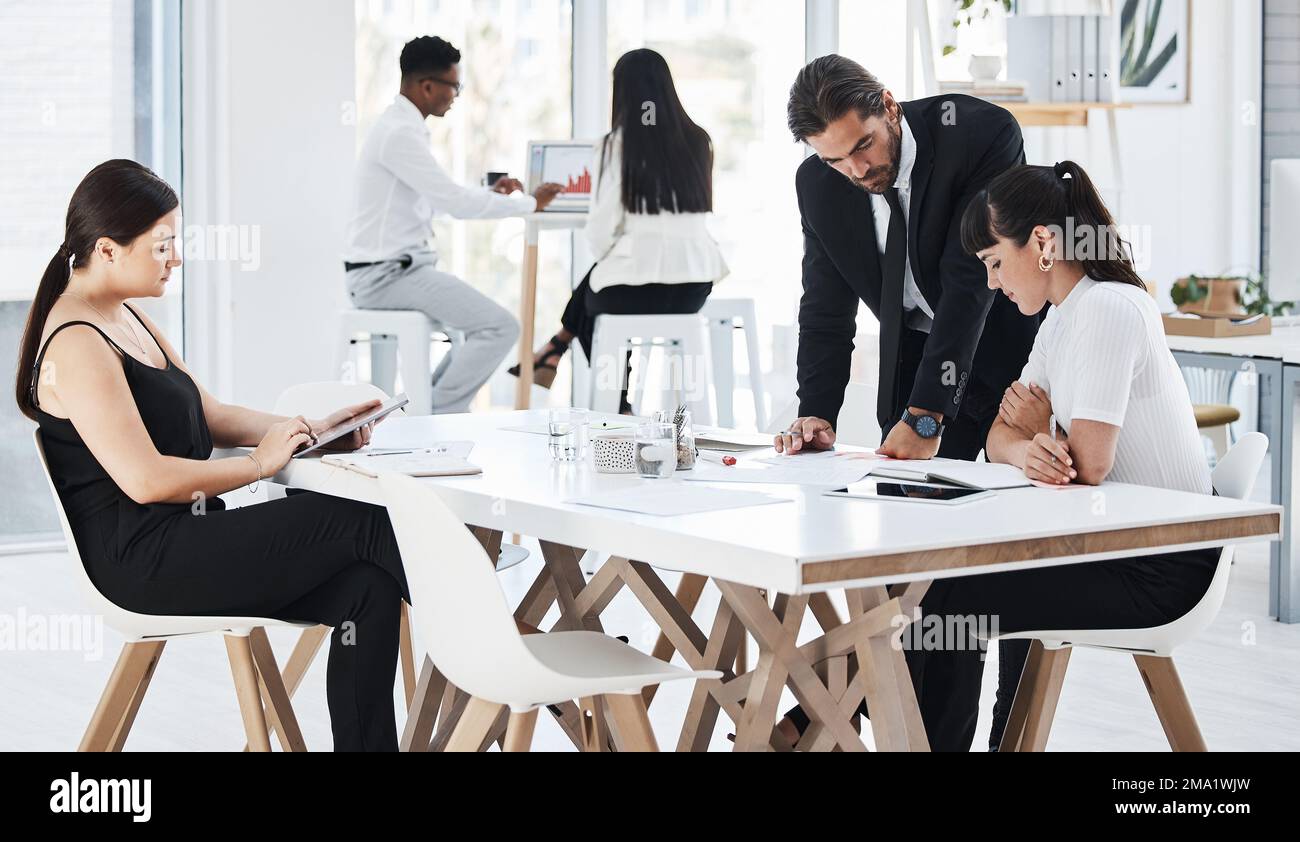 Planning, strategy and business people in a meeting for a collaboration