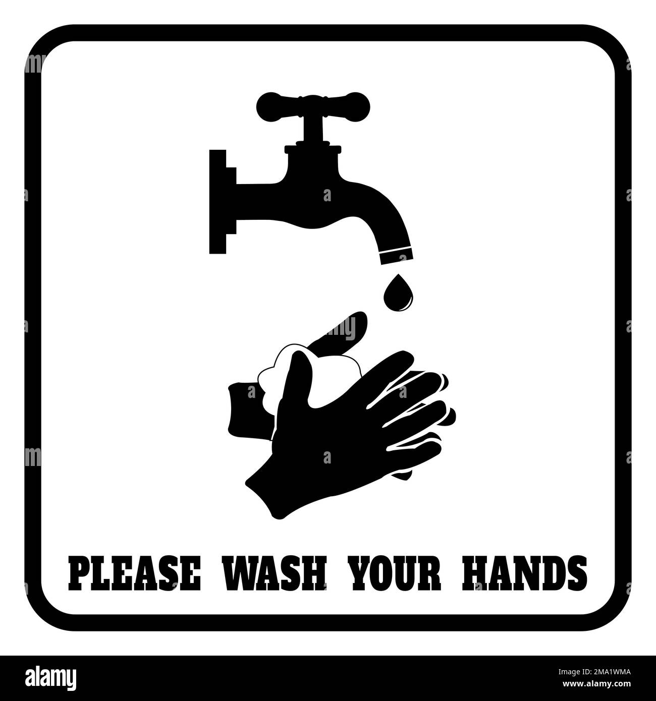 Hand washing mandatory sign for stop germs vector image. This Wash Hands Safety Sign is suitable for all workplaces, toilets, and kitchens. Stock Photo