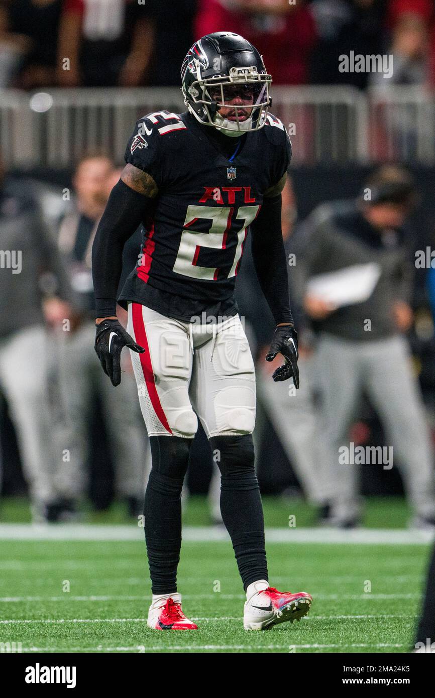 Atlanta Falcons safety Dean Marlowe (21) lines up during the