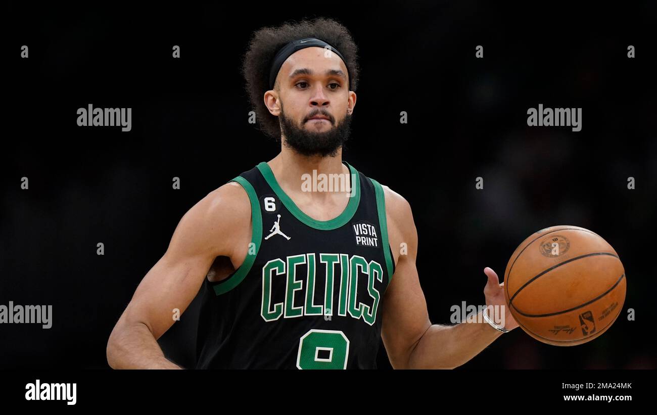 Boston Celtics guard Derrick White in the first half of an NBA basketball  game against the Washington Wizards, Sunday, Oct. 30, 2022, in Boston. (AP  Photo/Steven Senne Stock Photo - Alamy
