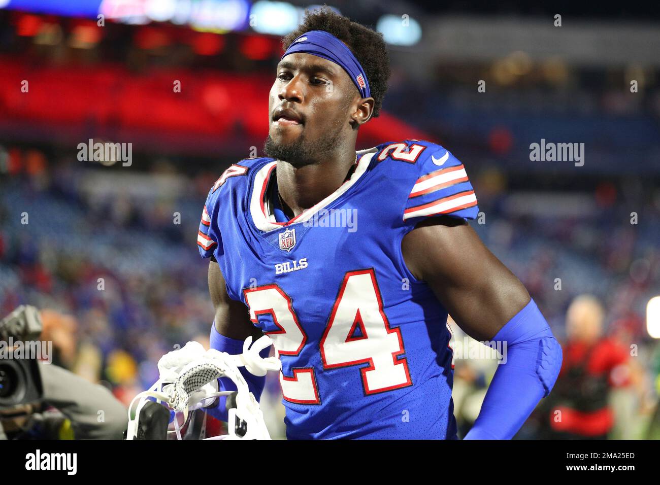 Buffalo Bills cornerback Kaiir Elam runs on the field during the