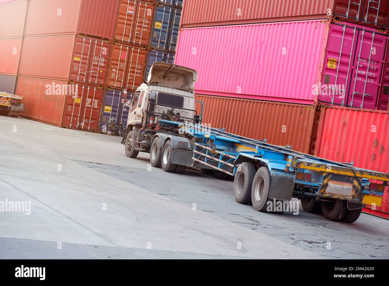 trucks from the point of view of transportation Stock Photo