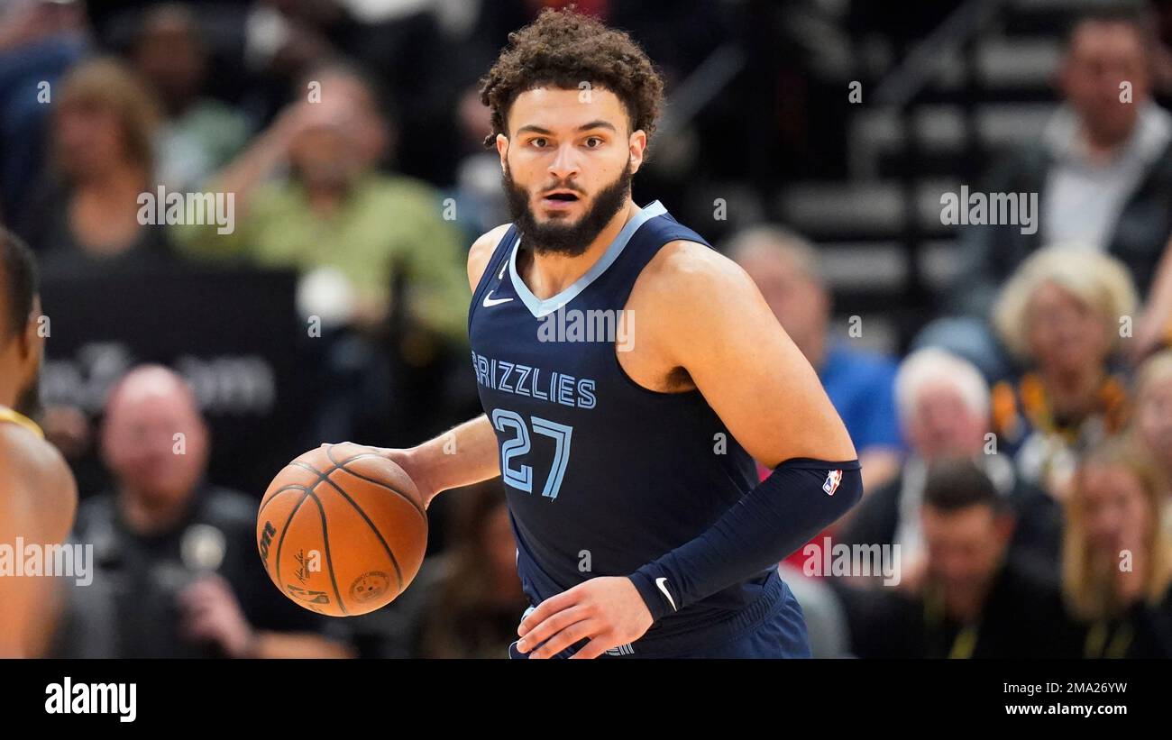 Davis Rody Messiah Memphis Grizzlies guard David Roddy (27) brings the ball up court ...