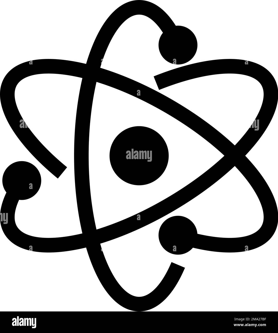 Atom silhouette icon with nucleus. Editable vector. Stock Vector