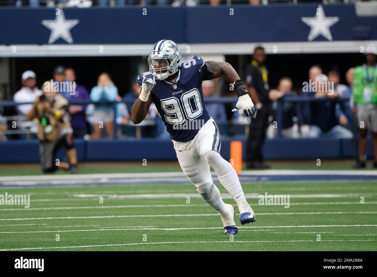 Dallas Cowboys defensive end DeMarcus Lawrence (90) rushes against the ...