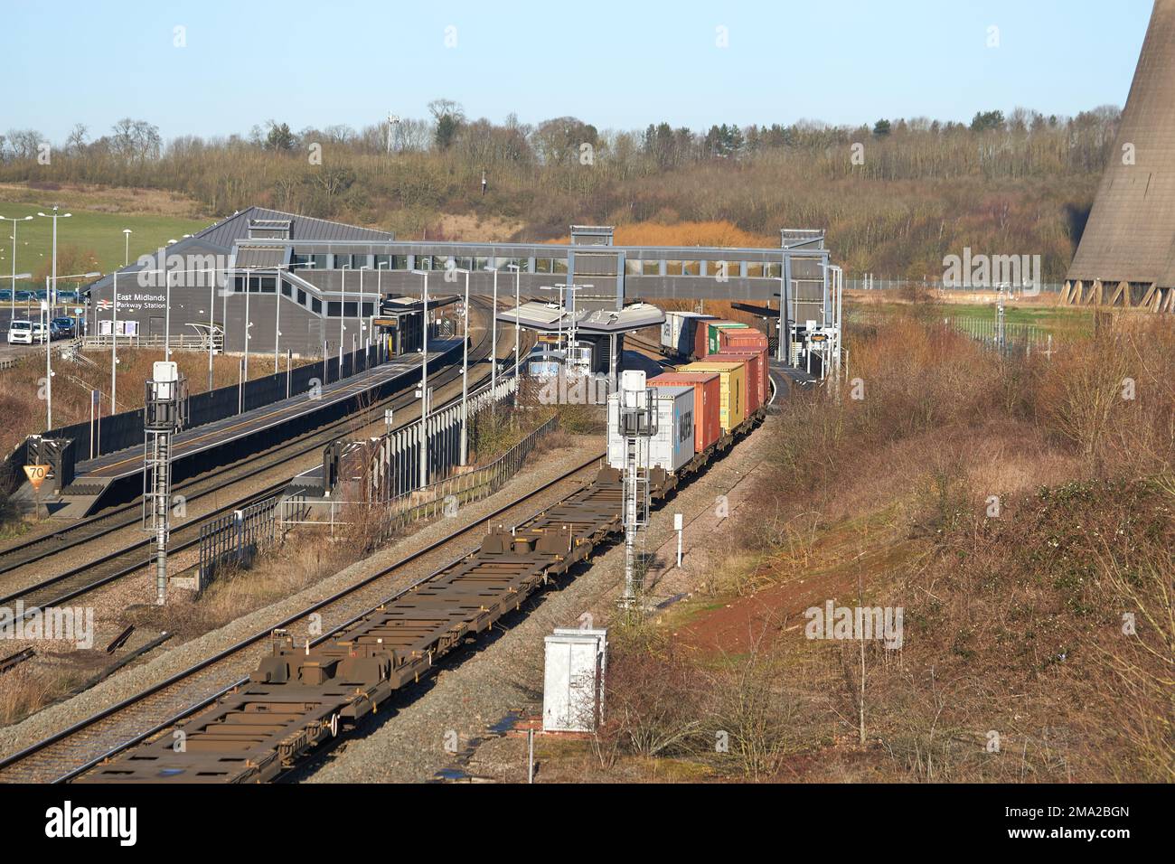 Shipping containers on a goods train at Ratcliffe on Soar