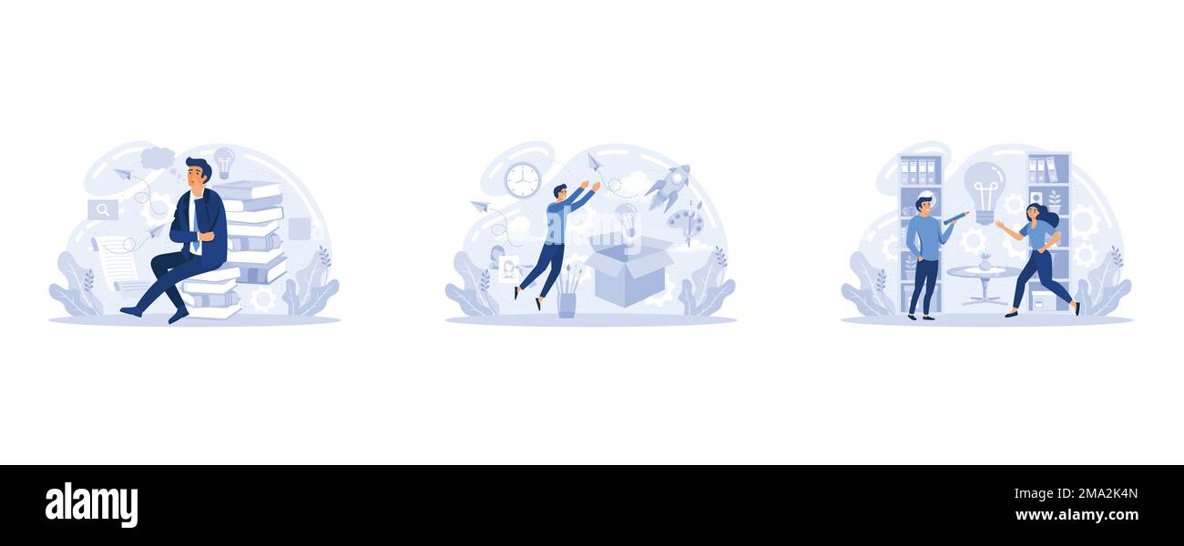 Creative thinking. People with different mental mindset types or models