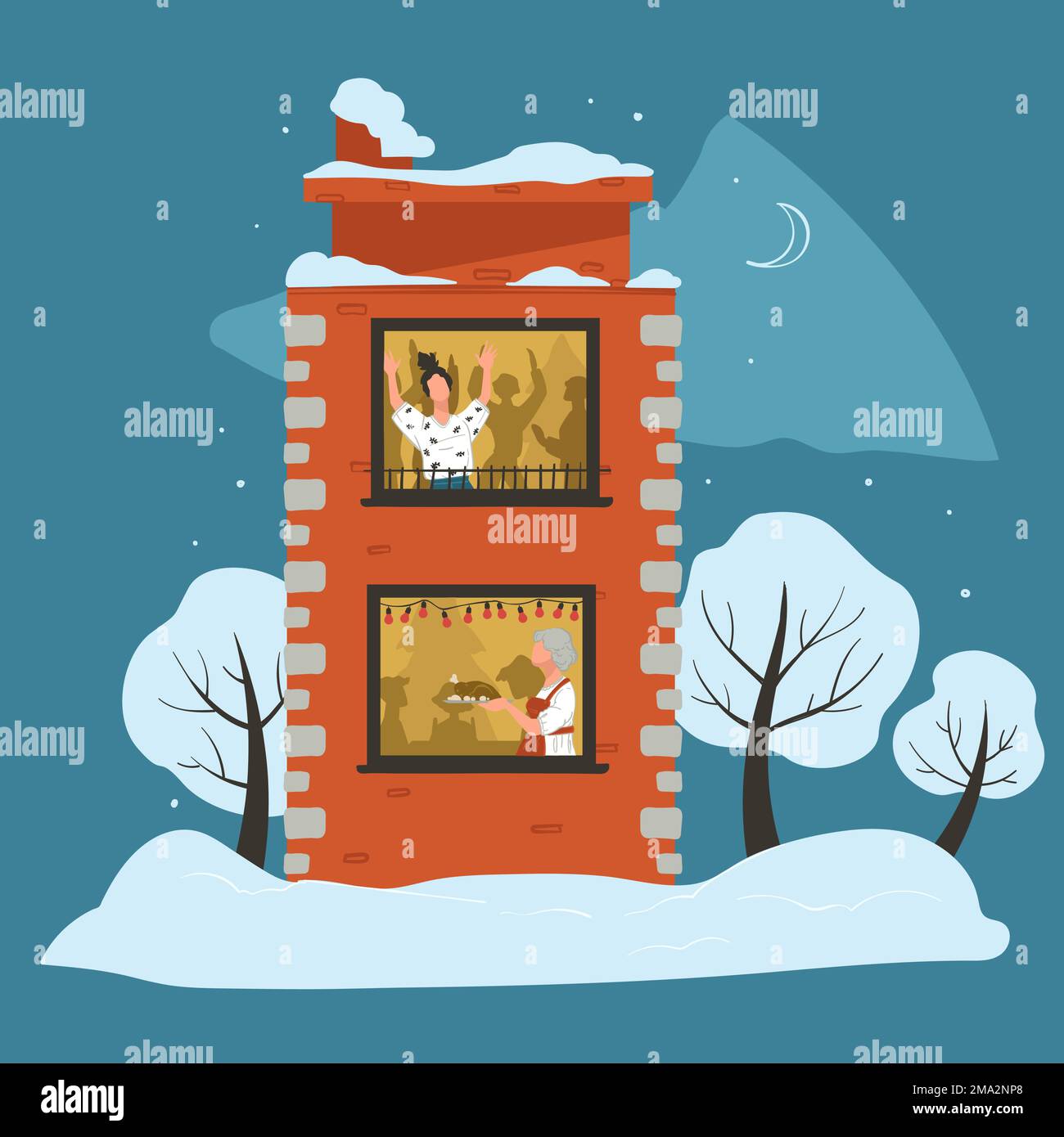Window Animation Holiday Christmas holiday celebration at home, windows Stock Vector Image & Art ...