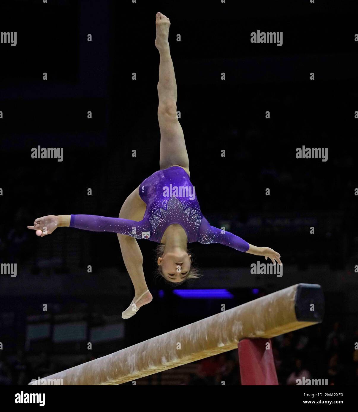 South Korea's Eom Dohyun competes on the balance beam during the ...