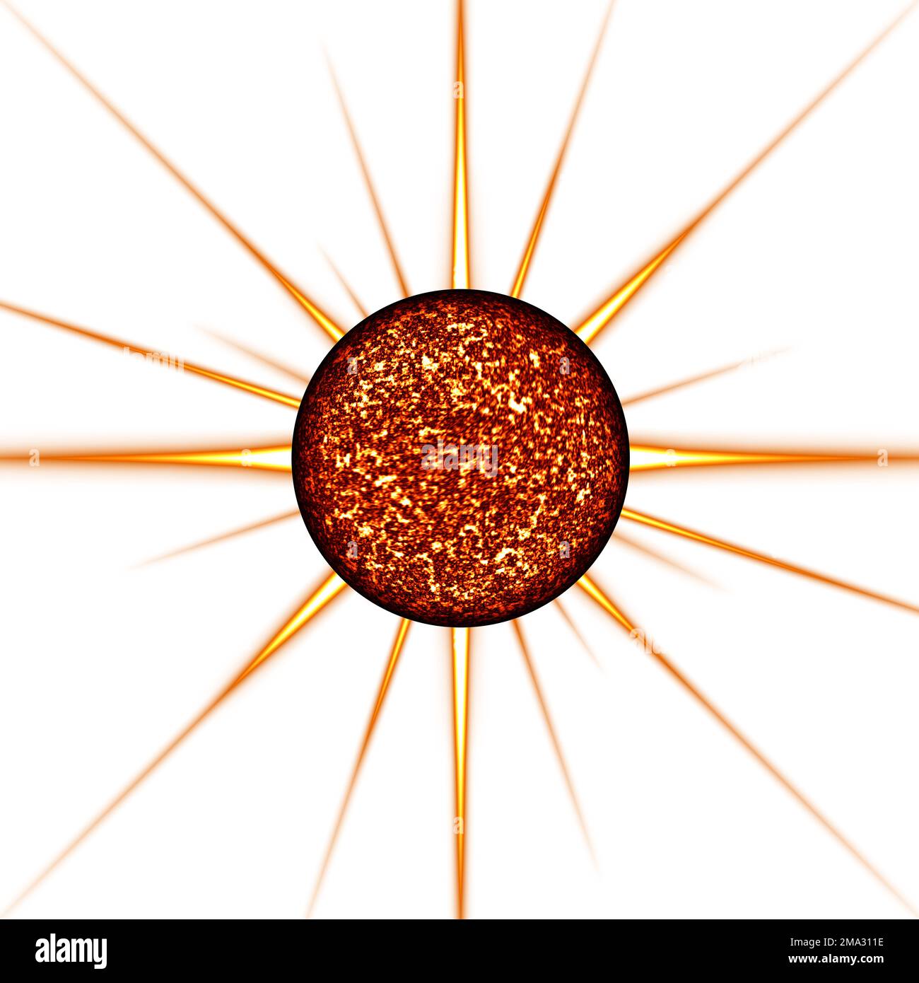 3D rendering of the sun and rays isolated on white Stock Photo