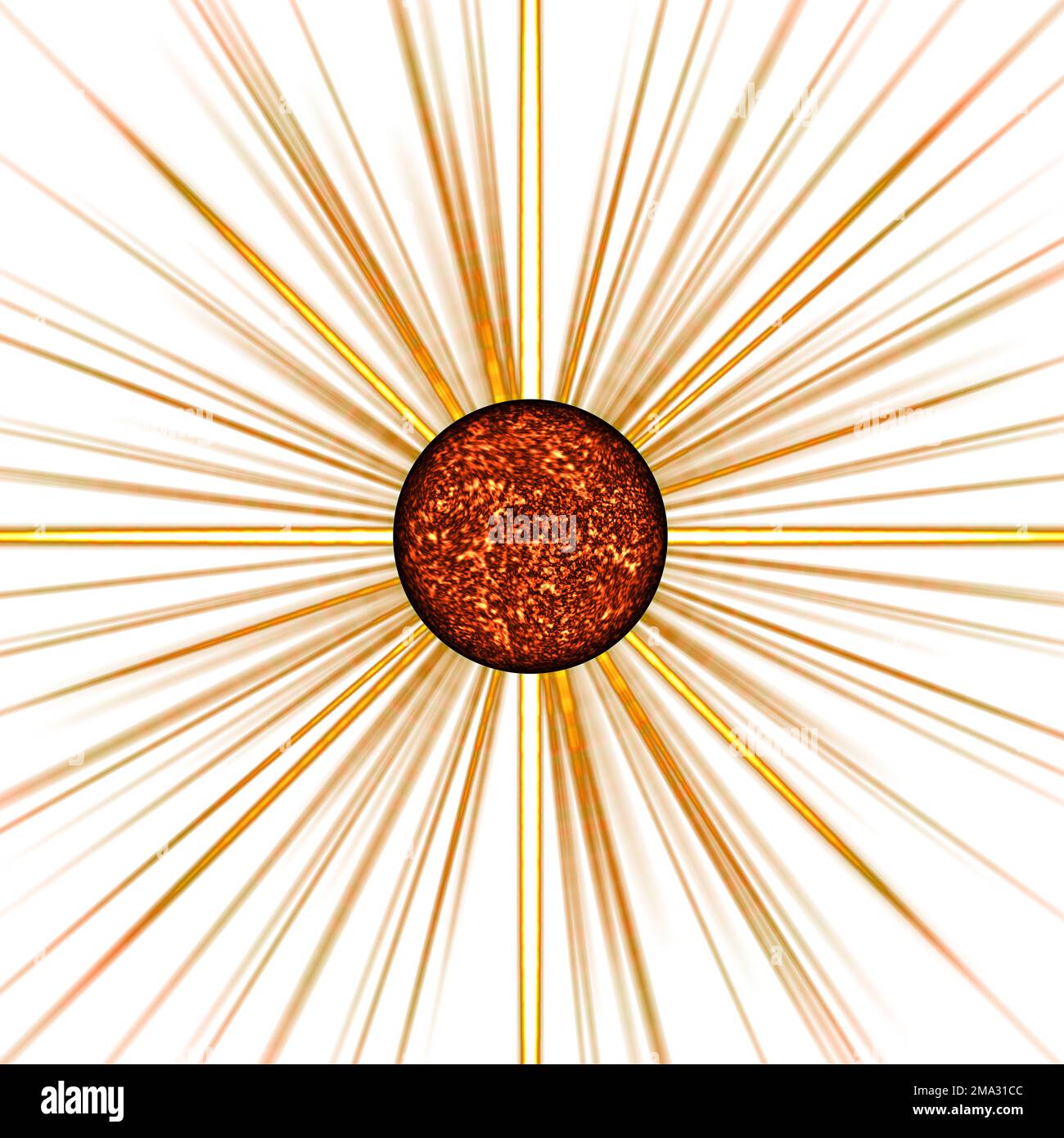 3D rendering of the sun and rays isolated on white Stock Photo