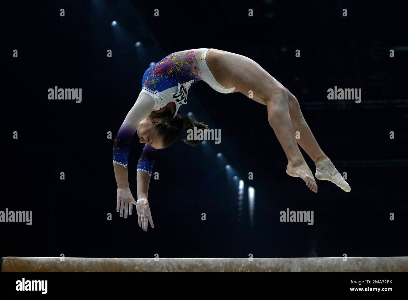 Ana Barbosu of Romania competes in the women's balance beam during the