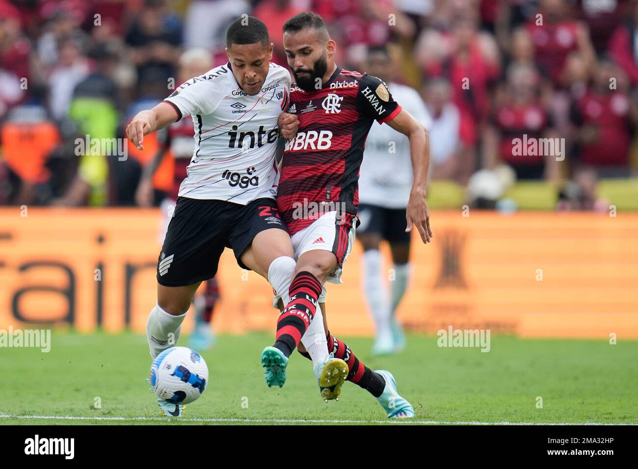 Vitor Roque of Brazil's Athletico Paranaense heads the ball during a Copa  Libertadores Group G soccer match against Peru's Alianza Lima at Alejandro  Villanueva stadium, in Lima, Peru, Tuesday, April 4, 2023. (