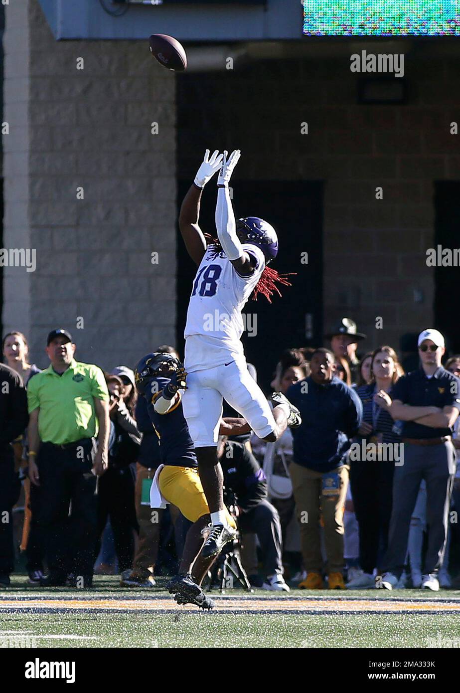 TCU wide receiver Savion Williams (18) catches a touchdown pass over ...