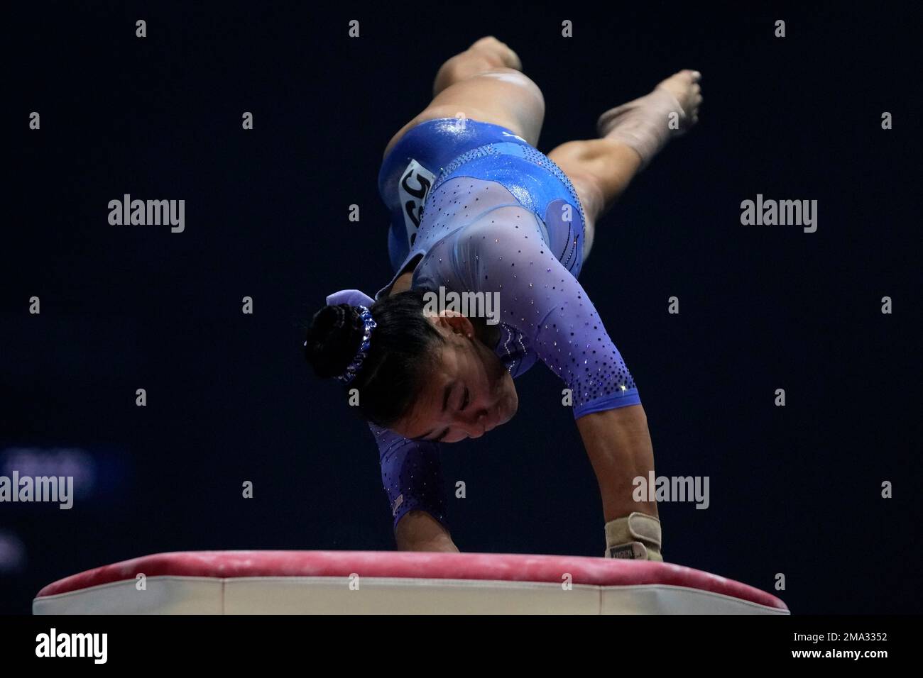 Leanne Wong from the U.S.A. competes in the women's vault during the ...