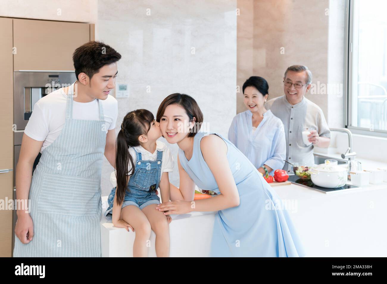 Happy family in the kitchen Stock Photo