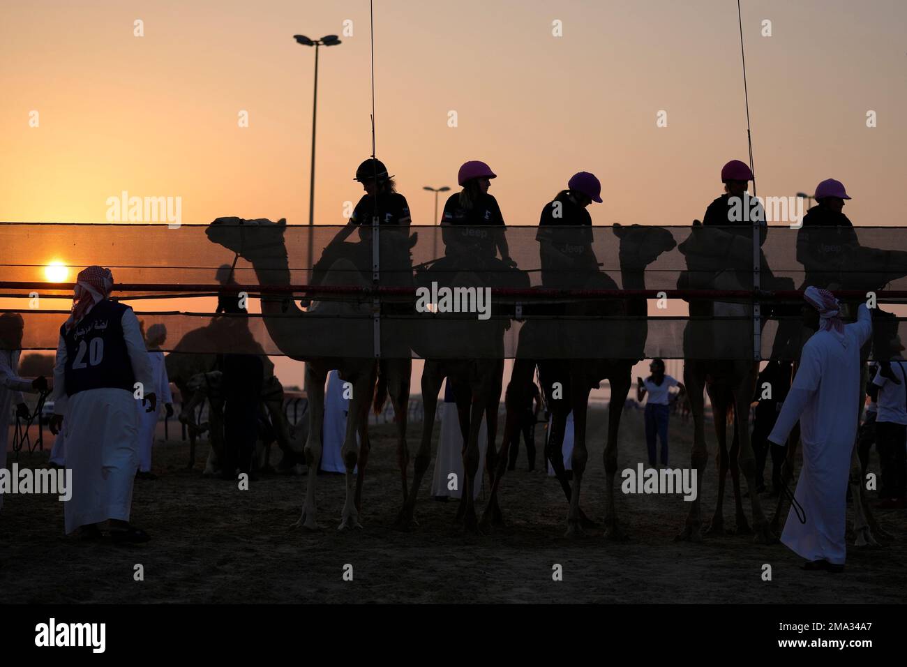 Women camel riders arrive for their first race of the season organised ...