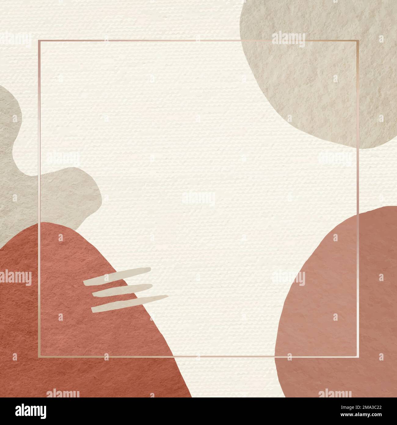 Gold frame vector on earth tone abstract pattern Stock Vector