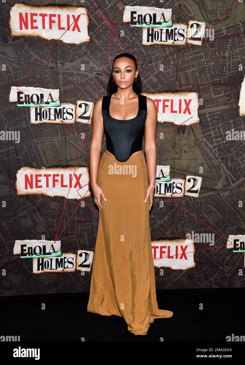 Abbie Hern attends the world premiere of "Enola Holmes 2" at The Paris