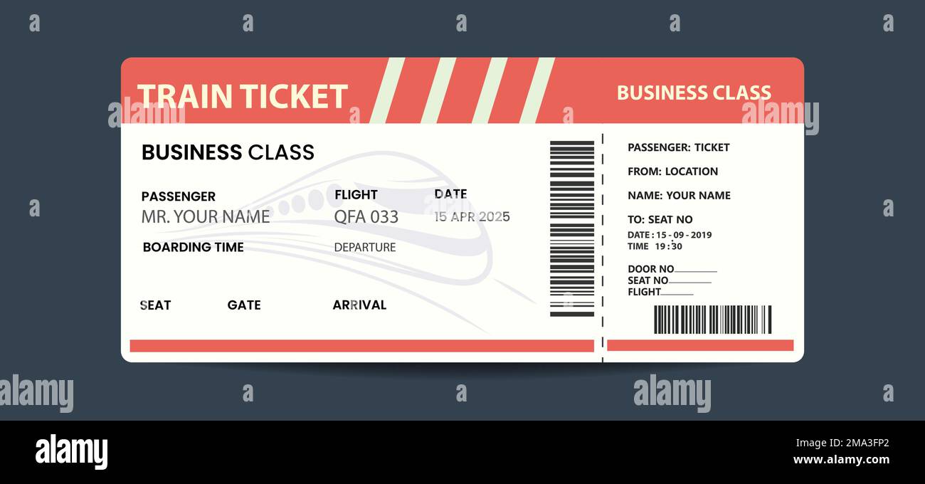 Creative Train Ticket Template Design. Modern Train Ticket Vector flat Creative Train Ticket Template Design. Modern Train Ticket Vector flat