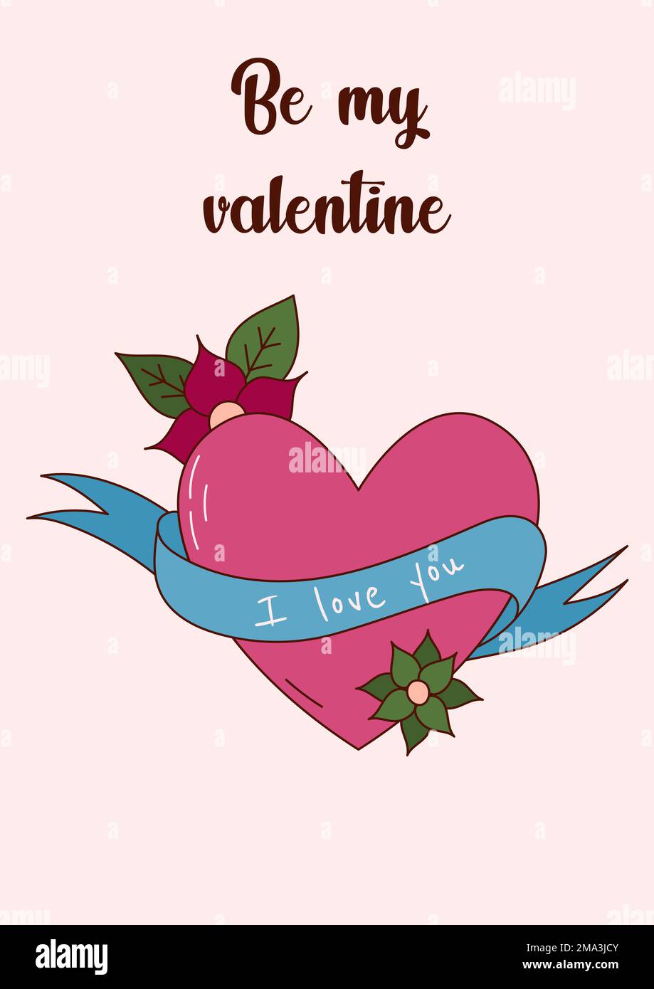 Valentine's Day greeting card with heart. Vector illustration Stock ...
