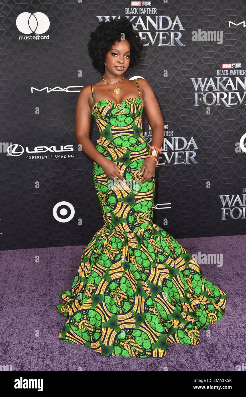 Grace Africa arrives at the world premiere of "Black Panther: Wakanda  Forever" on Wednesday, Oct. 26, 2022, at the Dolby Theatre in Los Angeles.  (Photo by Richard Shotwell/Invision/AP Stock Photo - Alamy