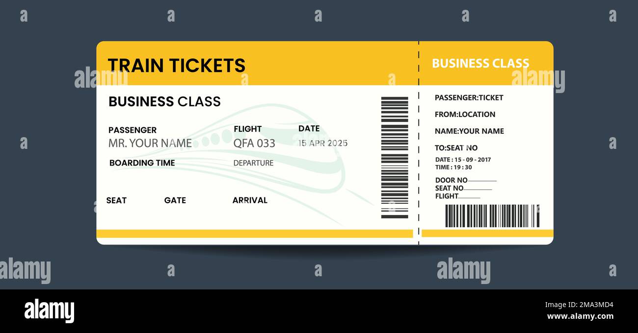 Creative Train Ticket Template Design. Modern Train Ticket Vector flat Creative Train Ticket Template Design. Modern Train Ticket Vector flat