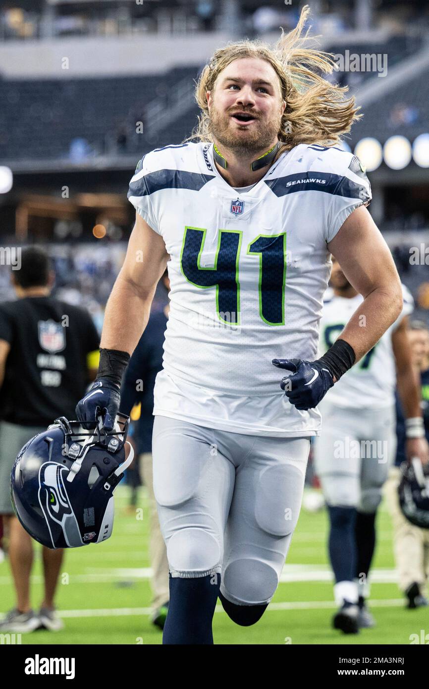 Seattle Seahawks linebacker Cullen Gillaspia (41) during an NFL football  game against the Arizona Cardinals, Sunday, Oct. 16, 2022, in Seattle, WA.  The Seahawks defeated the Cardinals 19-9. (AP Photo/Ben VanHouten Stock  Photo - Alamy