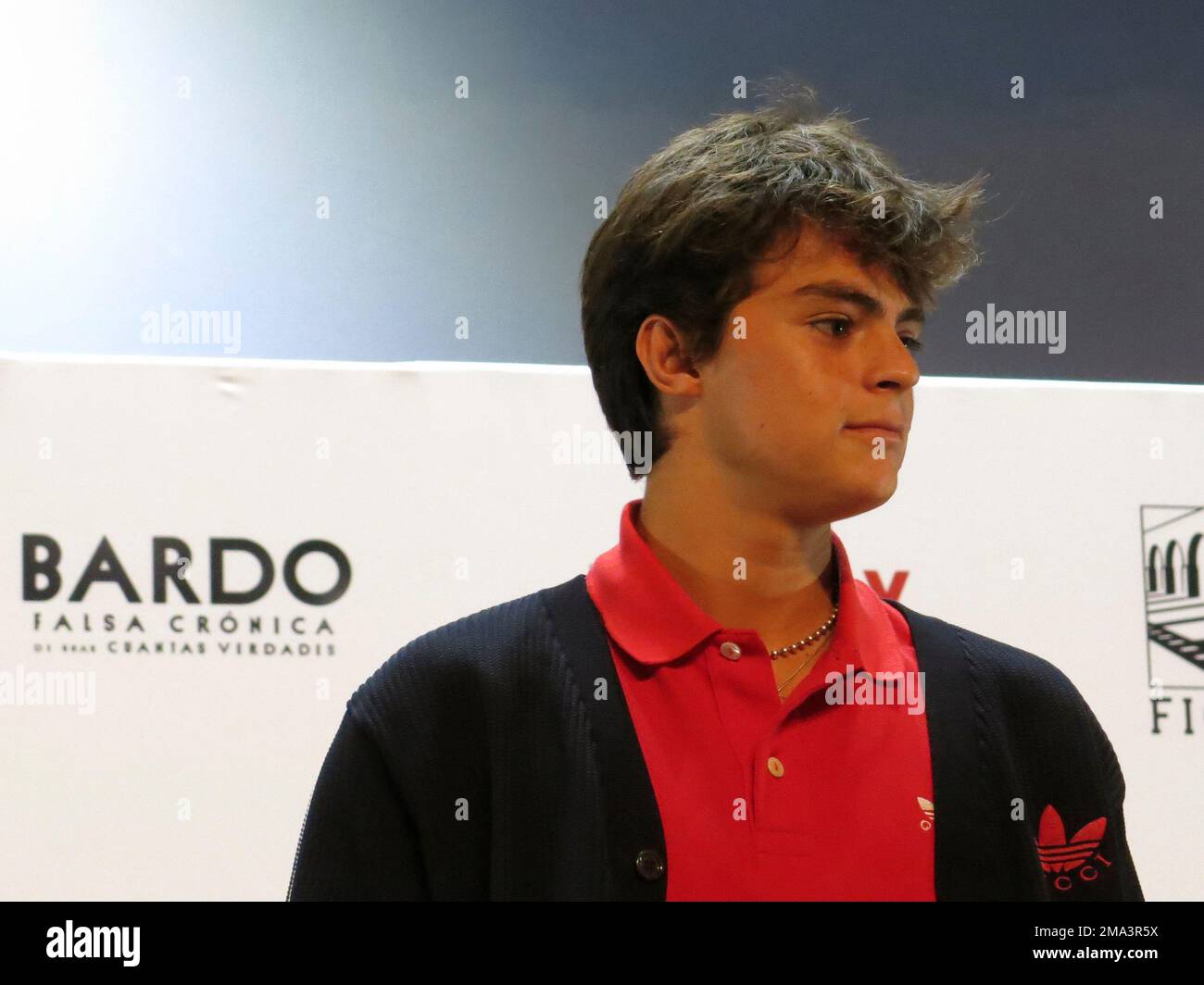 Mexican actor Iker Solano poses for photos during a press conference  promoting the film 