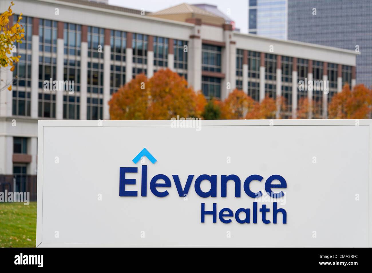 Signage at the corporate headquarters of Elevance Health is shown