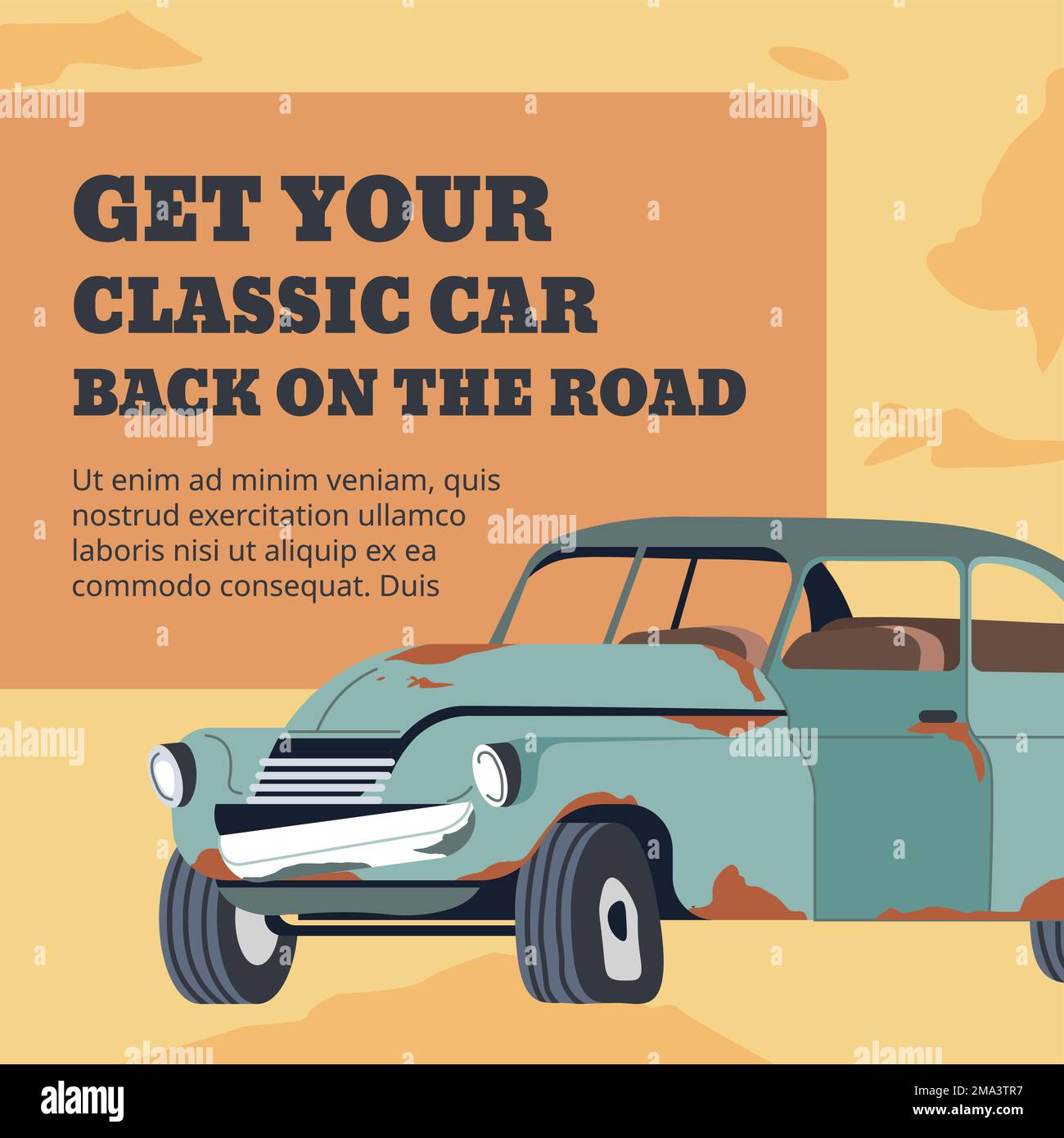 Get your classic car back road, repairing service Stock Vector Image