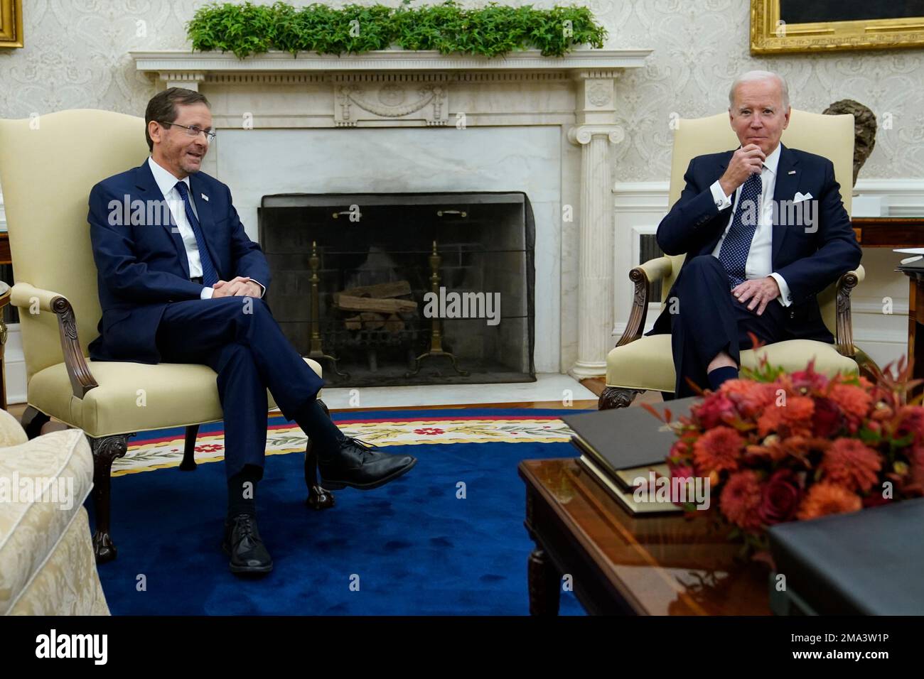 President Joe Biden And Israel's President Isaac Herzog, During A ...