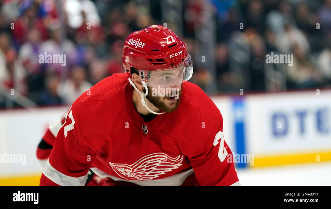 Detroit Red Wings center Michael Rasmussen plays during the second