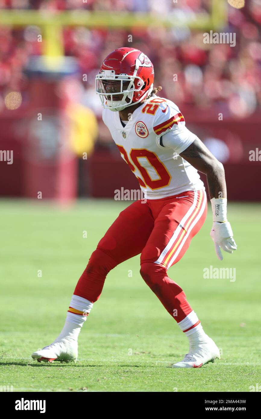 Kansas City Chiefs safety Justin Reid celebrates after their overtime win  against the Tennessee Titans in an NFL football game, Sunday, Nov. 6, 2022  in Kansas City, Mo. (AP Photo/Reed Hoffmann Stock