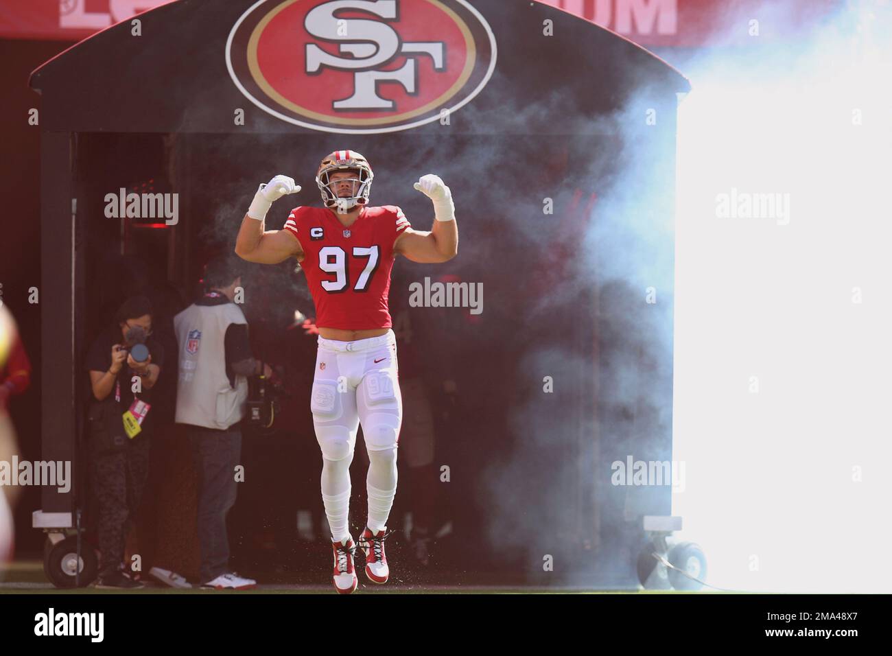 San Francisco 49ers Defensive End Nick Bosa (97) Runs Onto The Field ...