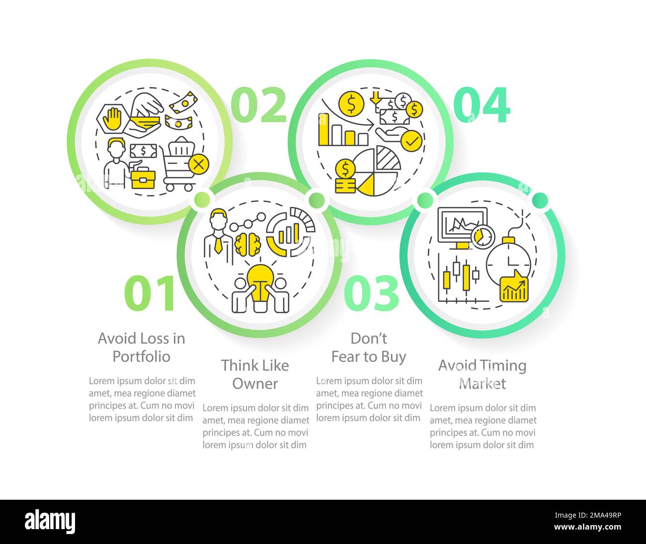 Investment tips circle infographic template Stock Vector
