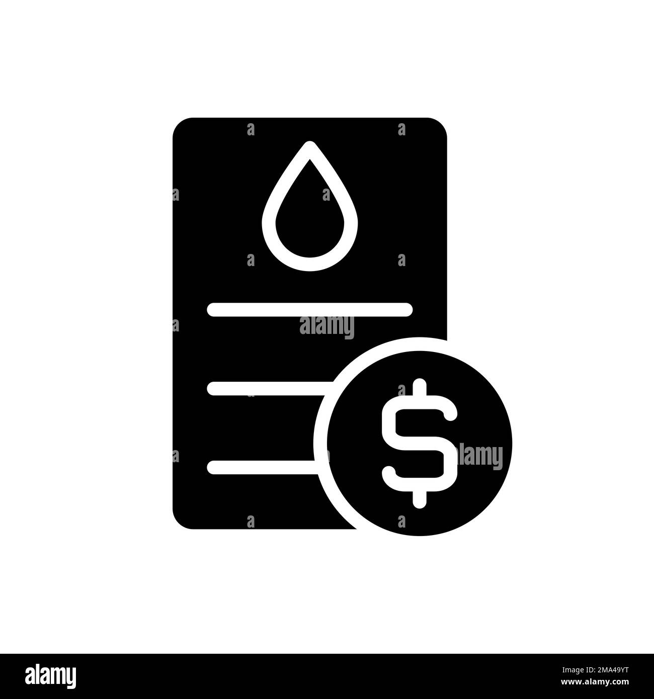 Water bill black glyph icon Stock Vector