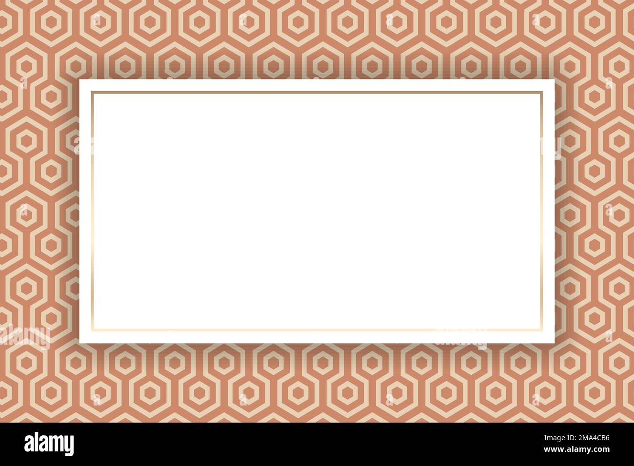 Gold frame on an orange Kikko Japanese seamless pattern vector Stock Vector