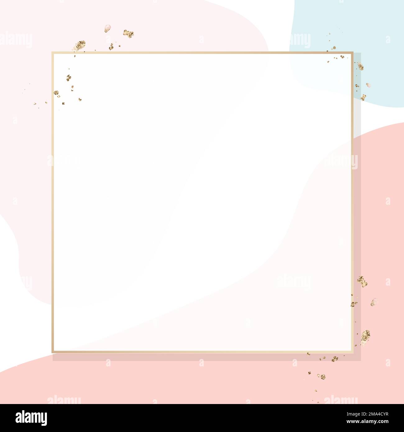 Square gold frame on colorful Memphis pattern background vector Stock Vector