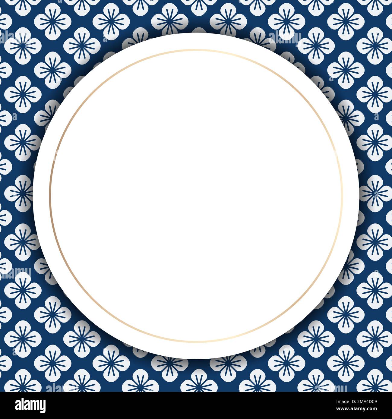 Gold frame on Japanese seamless pattern vector Stock Vector
