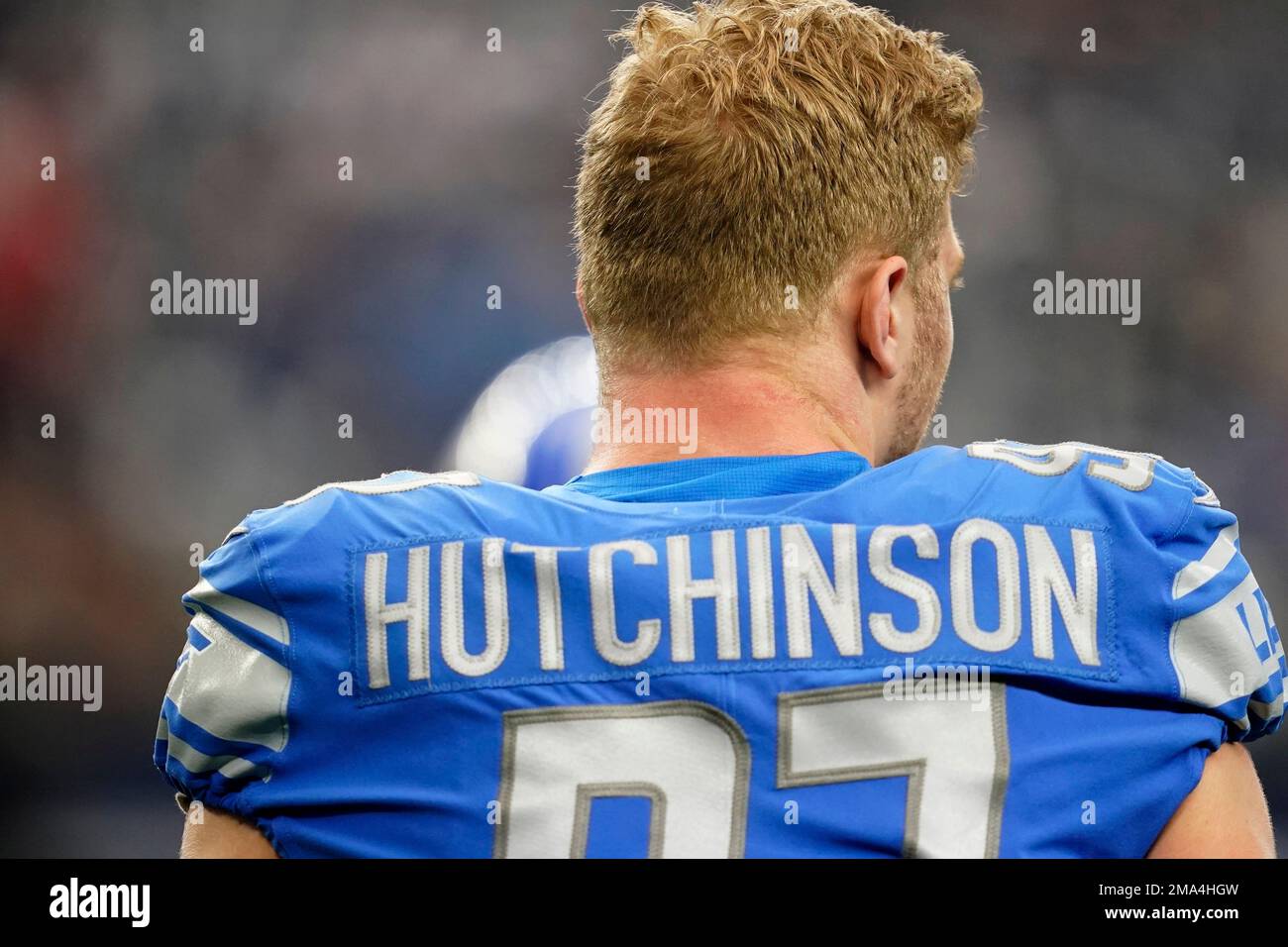 Detroit Lions Defensive End Aidan Hutchinson Walks Along The Sideline ...