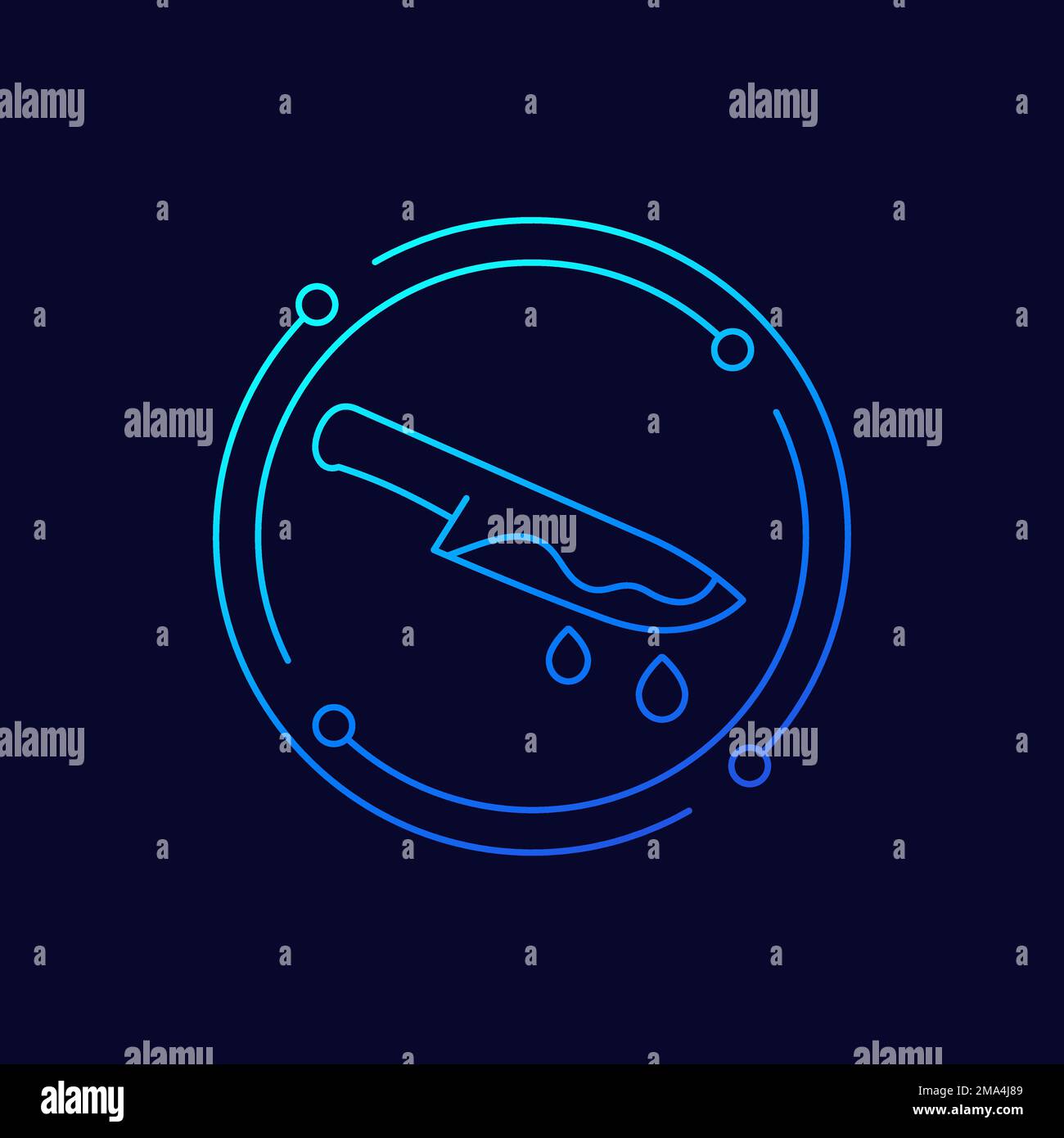 knife in blood, murder icon, line vector Stock Vector